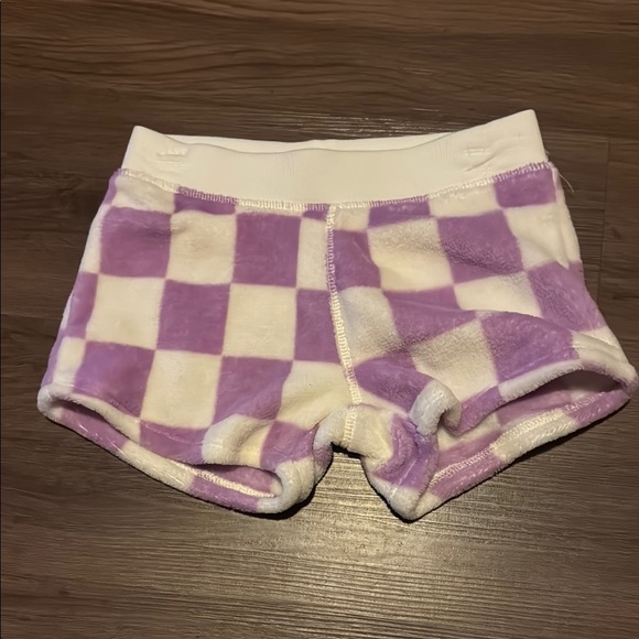 PJ Salvage for Kids New Purple and White Checkered Hoodie and Shorts Set - Picture 3 of 3